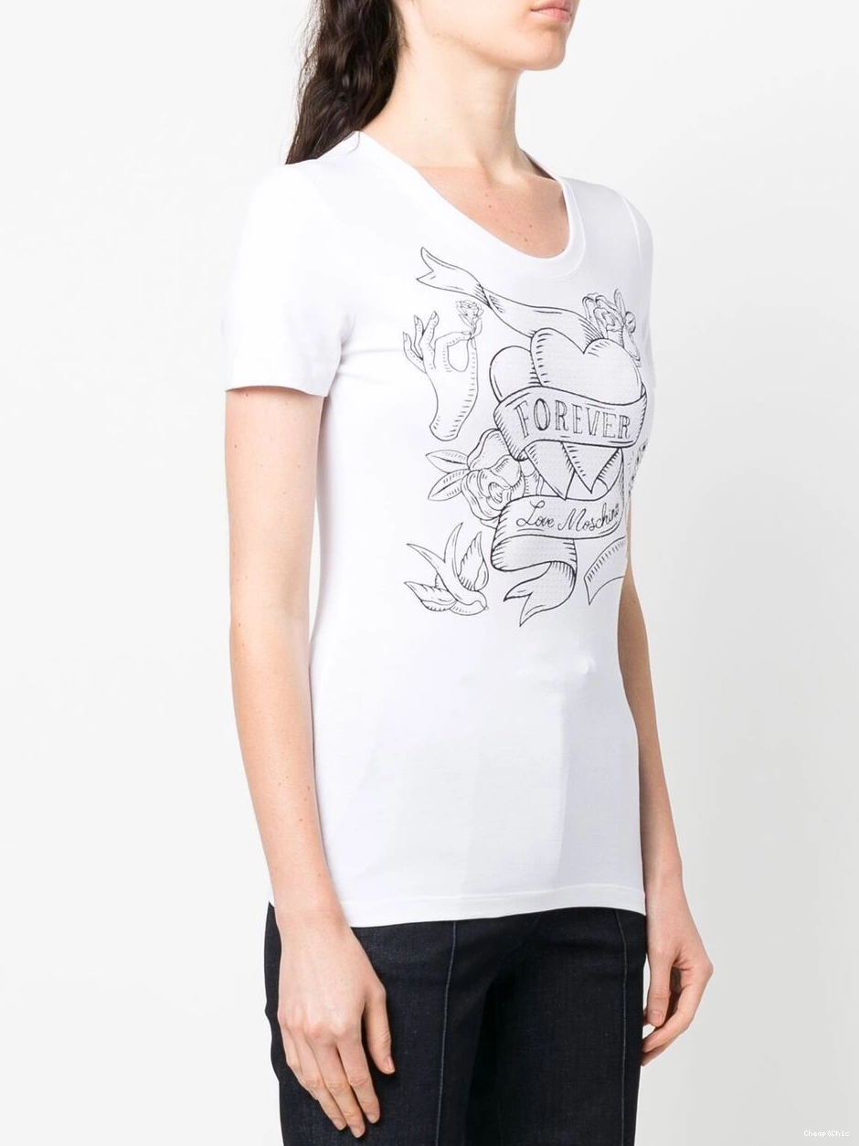 Affordable Moschino Love T-shirt Women slogan-print short-sleeved 0408